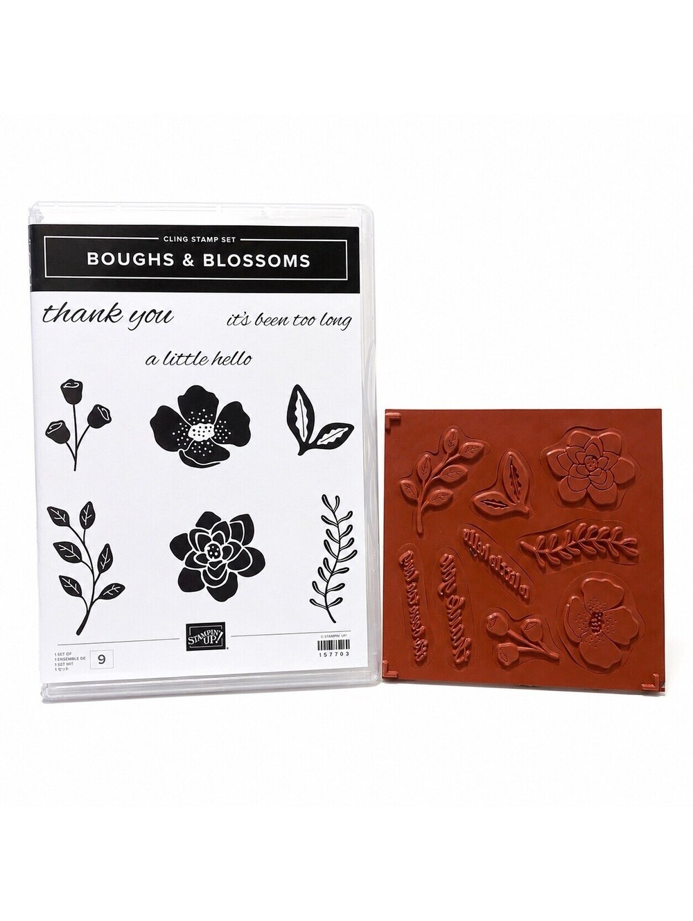 Stampin' Up! Boughs & Blossoms Cling Stamp Set Floral Botanical Thank You